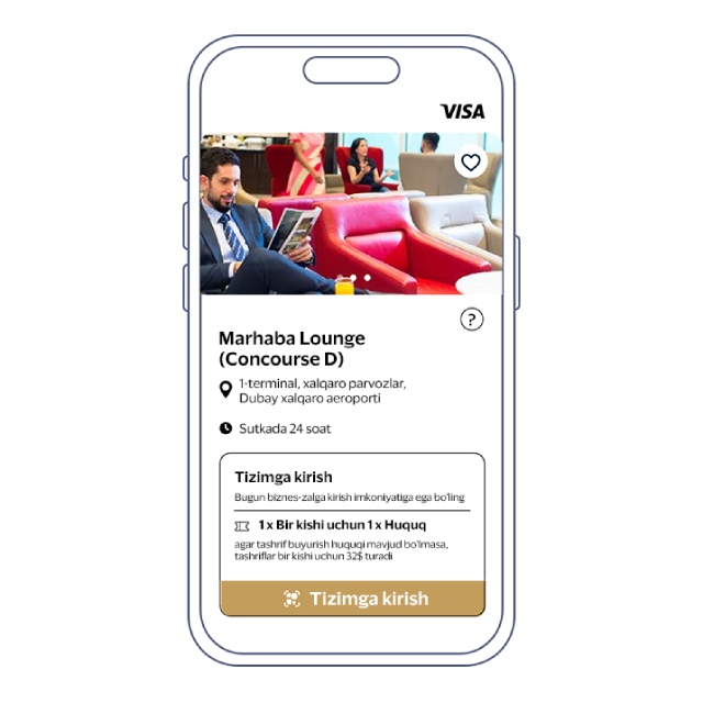 Screen of the Visa Airport Companion app - Choose a lounge